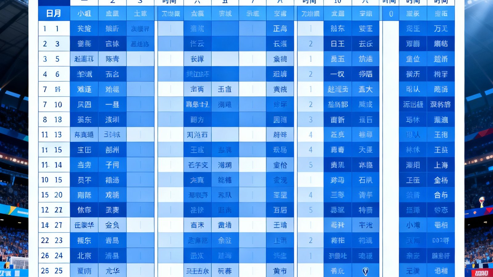 世界杯赛程日历，小组赛到淘汰赛完整时间表，标注每个比赛日和开球时间
